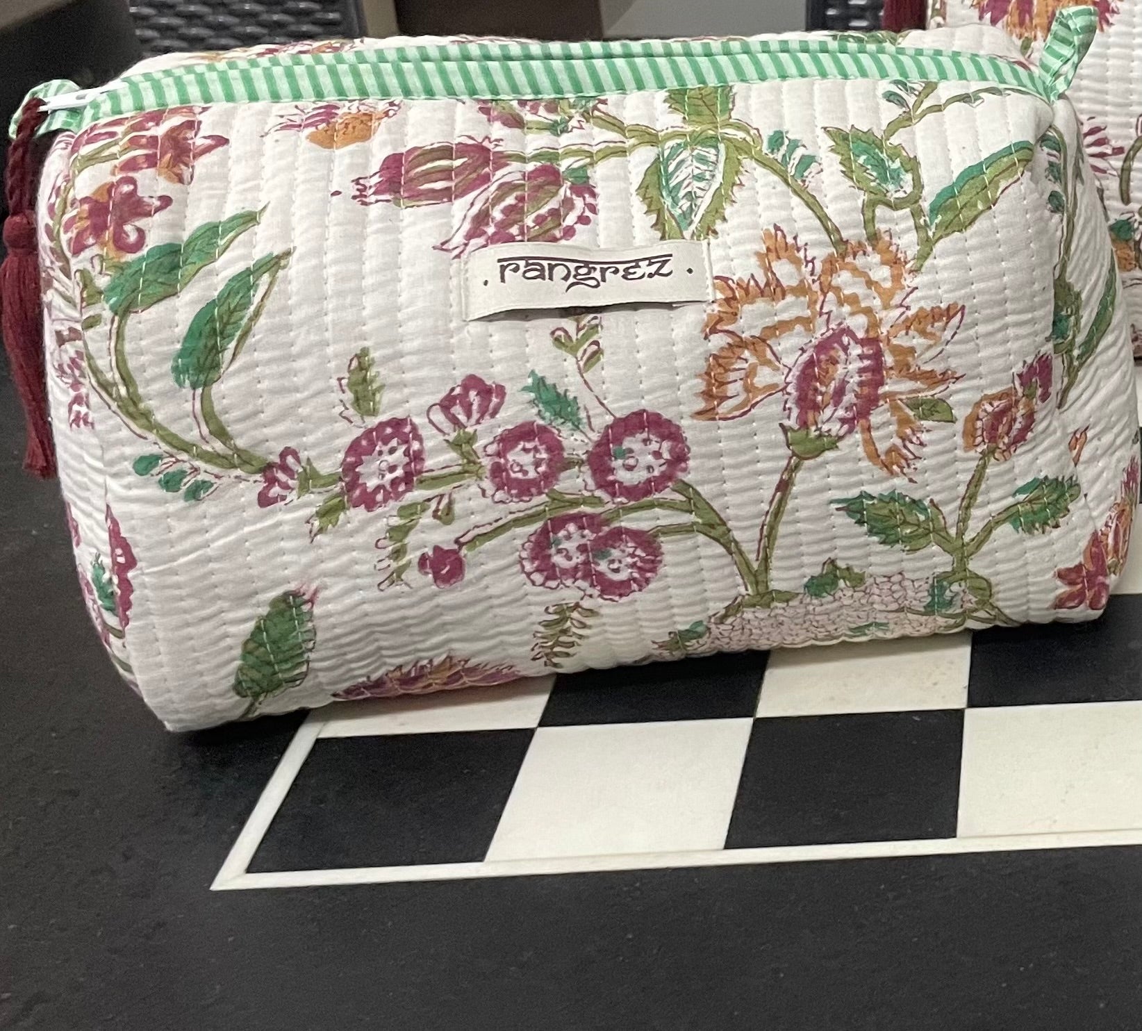 Waterproof Floral handcrafted 3 piece quilted pouch kit cum organisers