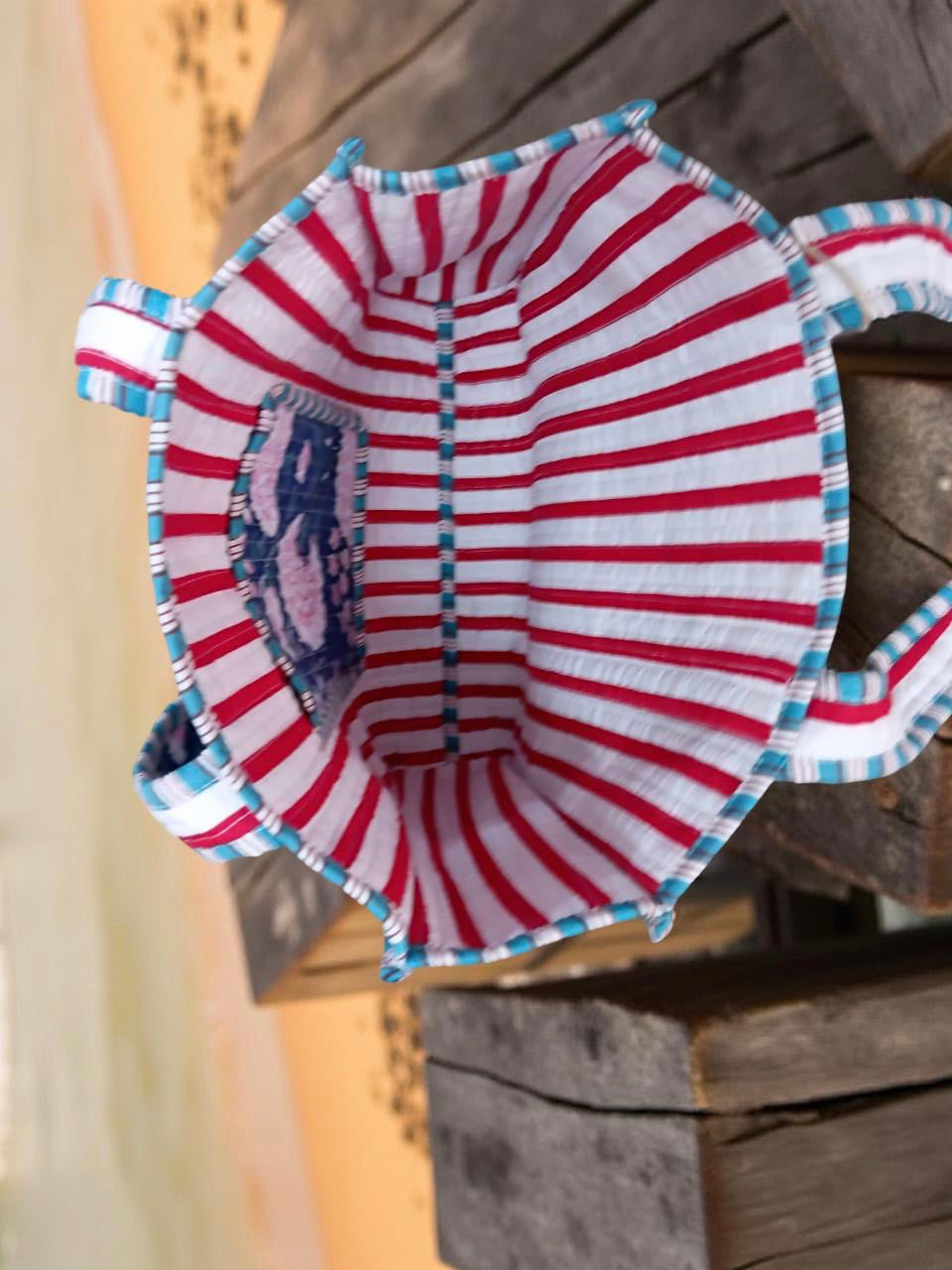 Indigo & pink floral mini tote bag without zip