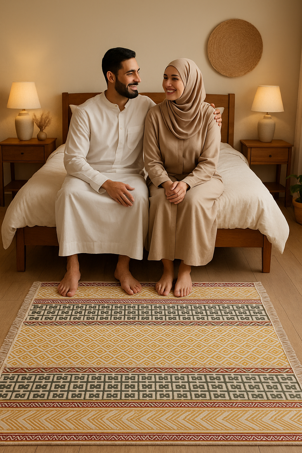 Hand block print Indian Dhurrie / Rug with hand embroidery(122*183cm /. 4*6 feet )