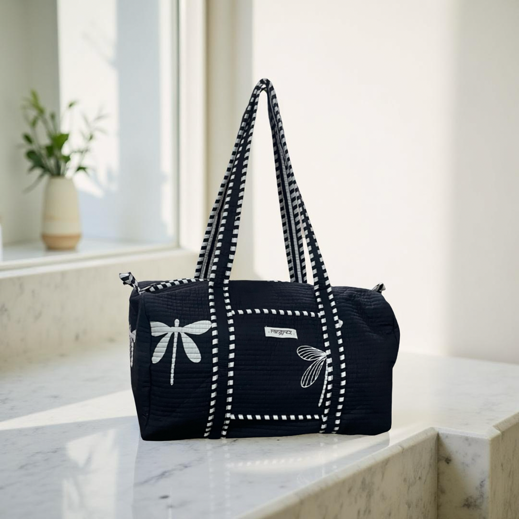 Black & white butterfly duffel / tote bag