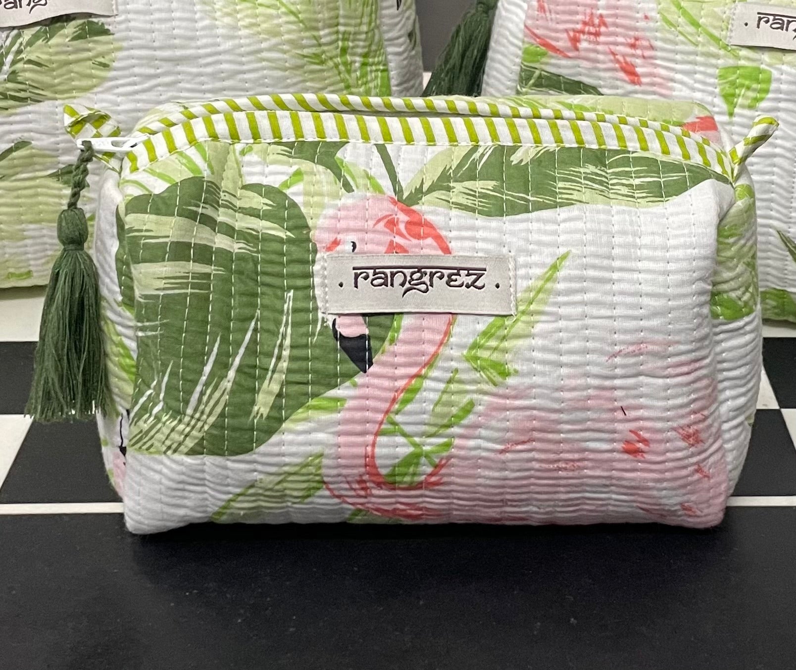 Waterproof Floral handcrafted 3 piece quilted pouch kit cum organisers