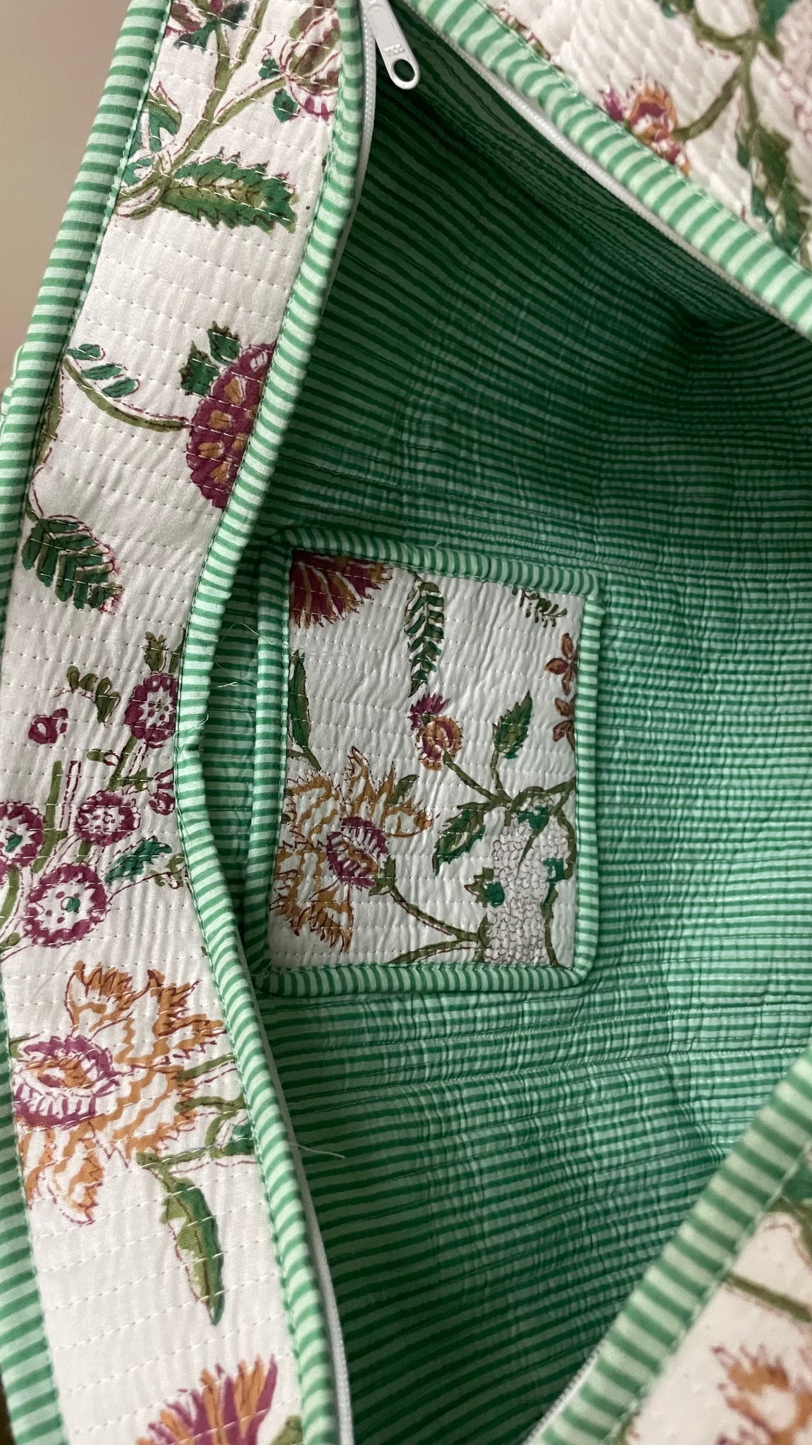 Red & white Floral quilted Travel / Beach / shopping  Tote Bag