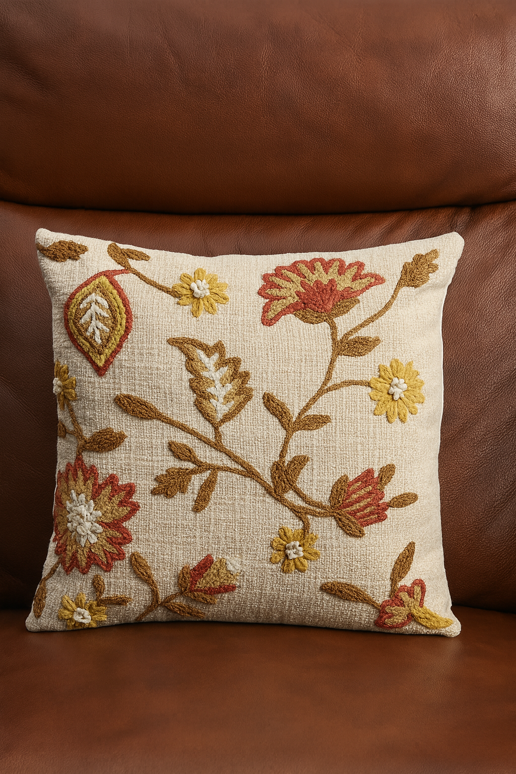 Floral vine knitted throw pillow / cushion covers