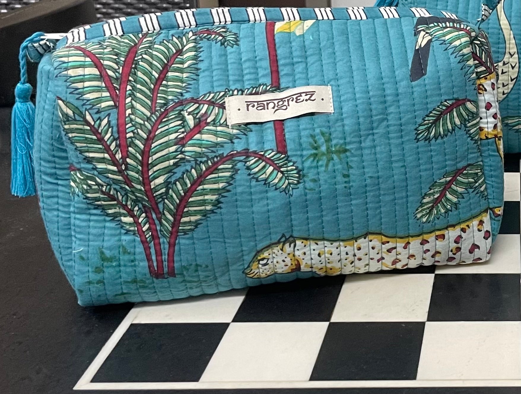 Waterproof Floral handcrafted 3 piece quilted pouch kit cum organisers