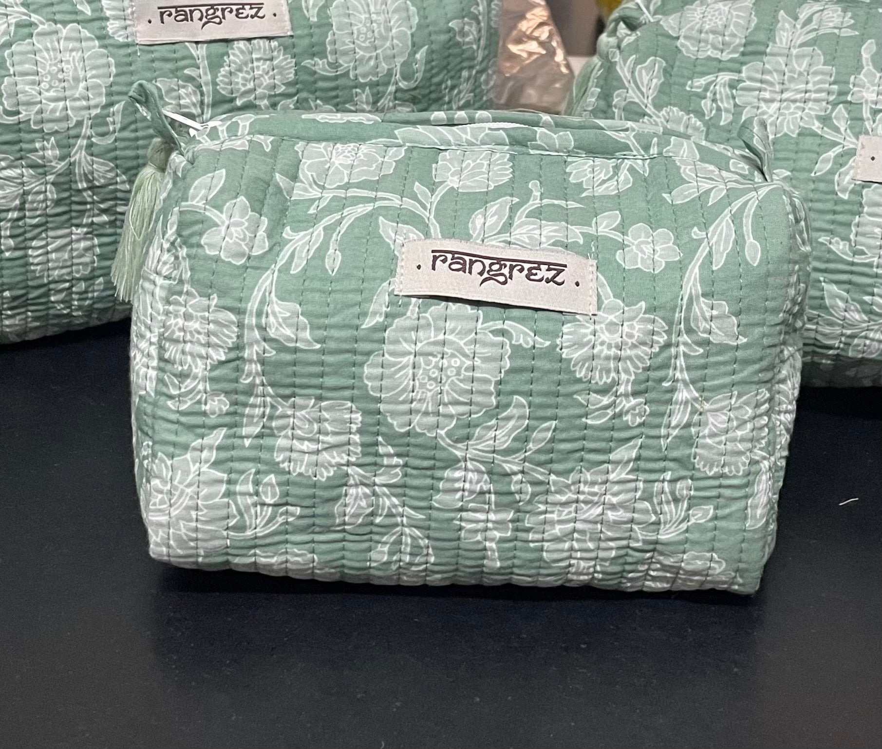 Waterproof  floral handcrafted 3 piece  quilted travel kit cum organiser