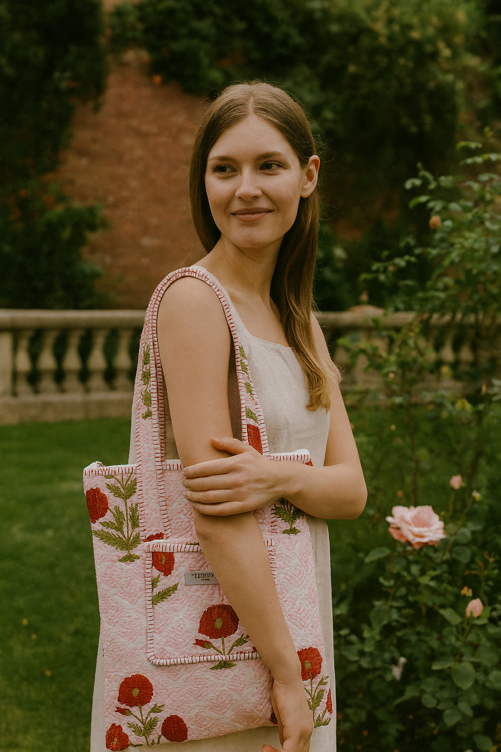 Shoulder tote bag with zip