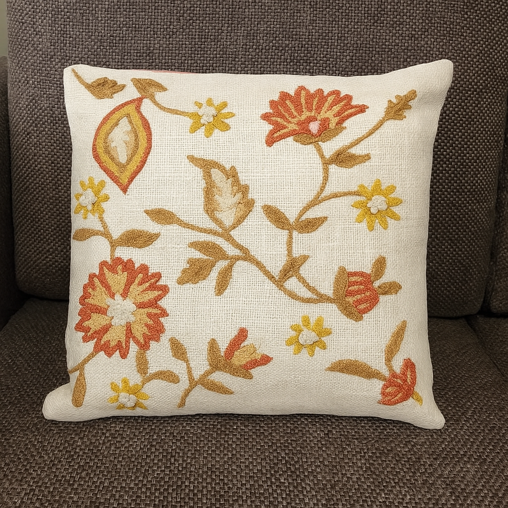 Floral vine knitted throw pillow / cushion covers