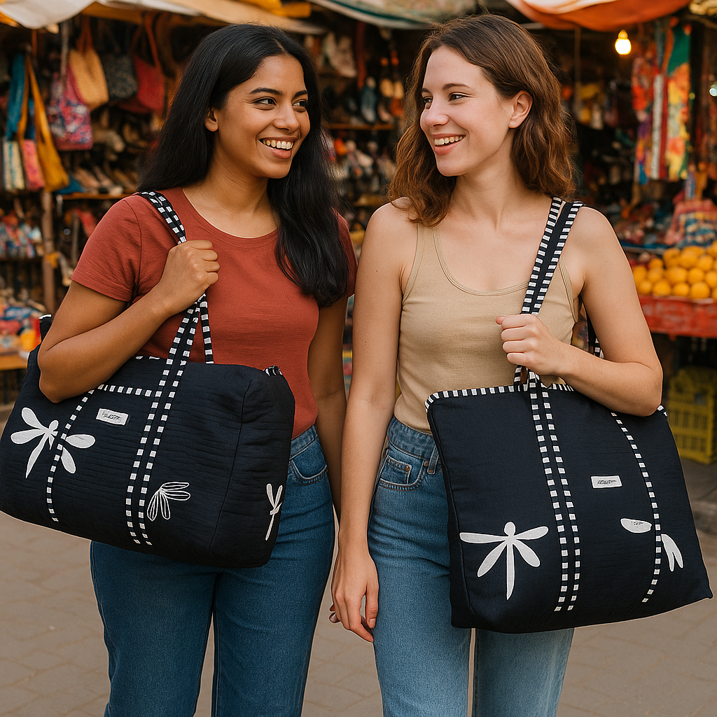 Black & white butterfly duffel / tote bag