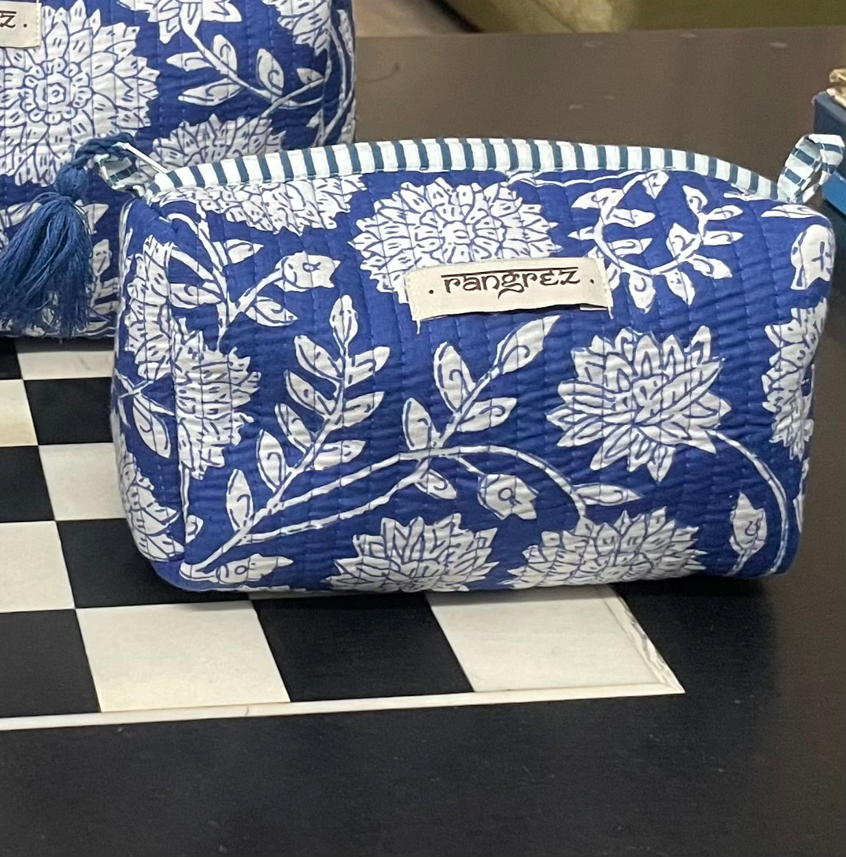 Waterproof Floral handcrafted 3 piece quilted pouch kit cum organisers