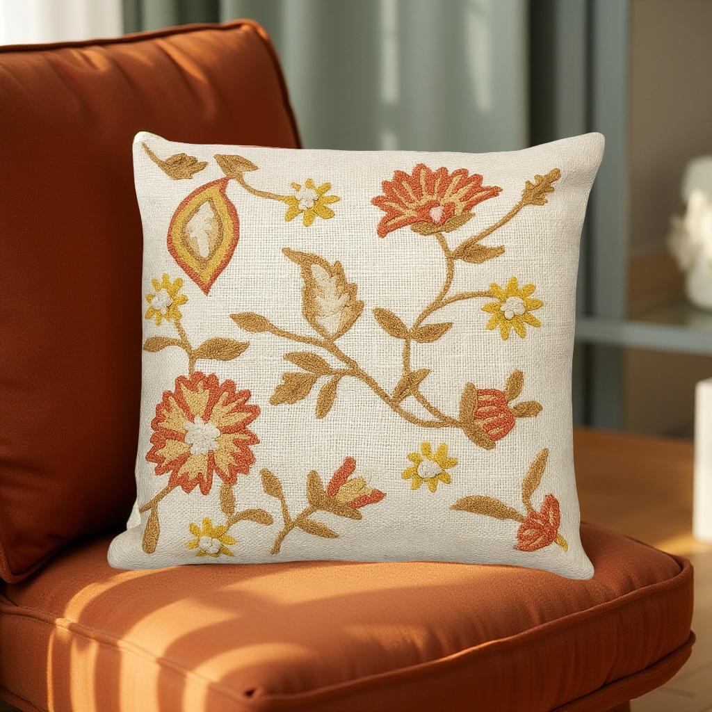 Floral vine knitted throw pillow / cushion covers