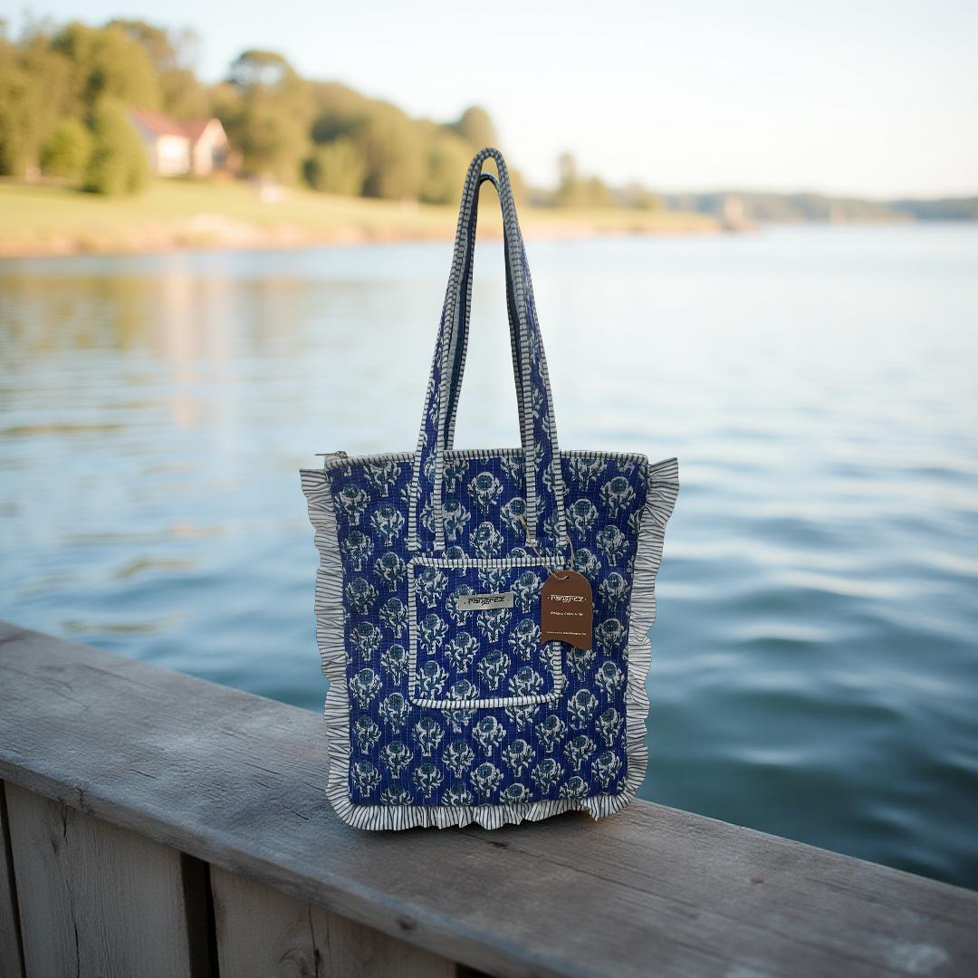 Frill shoulder tote bag with zip.