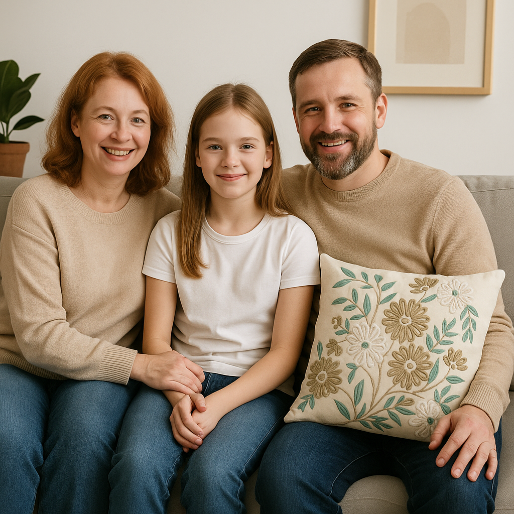 Floral embroidery throw pillow / cushion cover