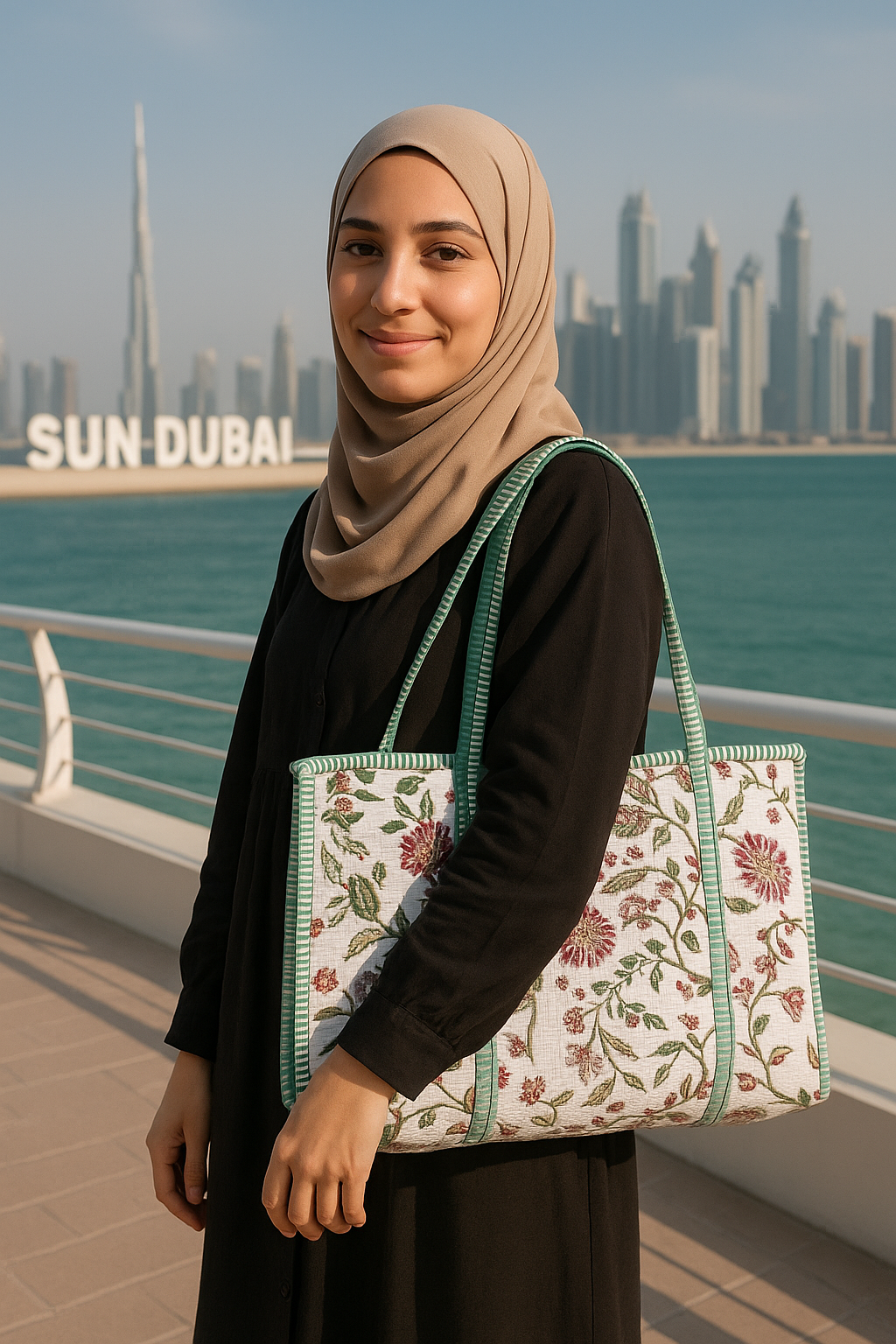 Red & white Floral quilted Travel / Beach / shopping  Tote Bag