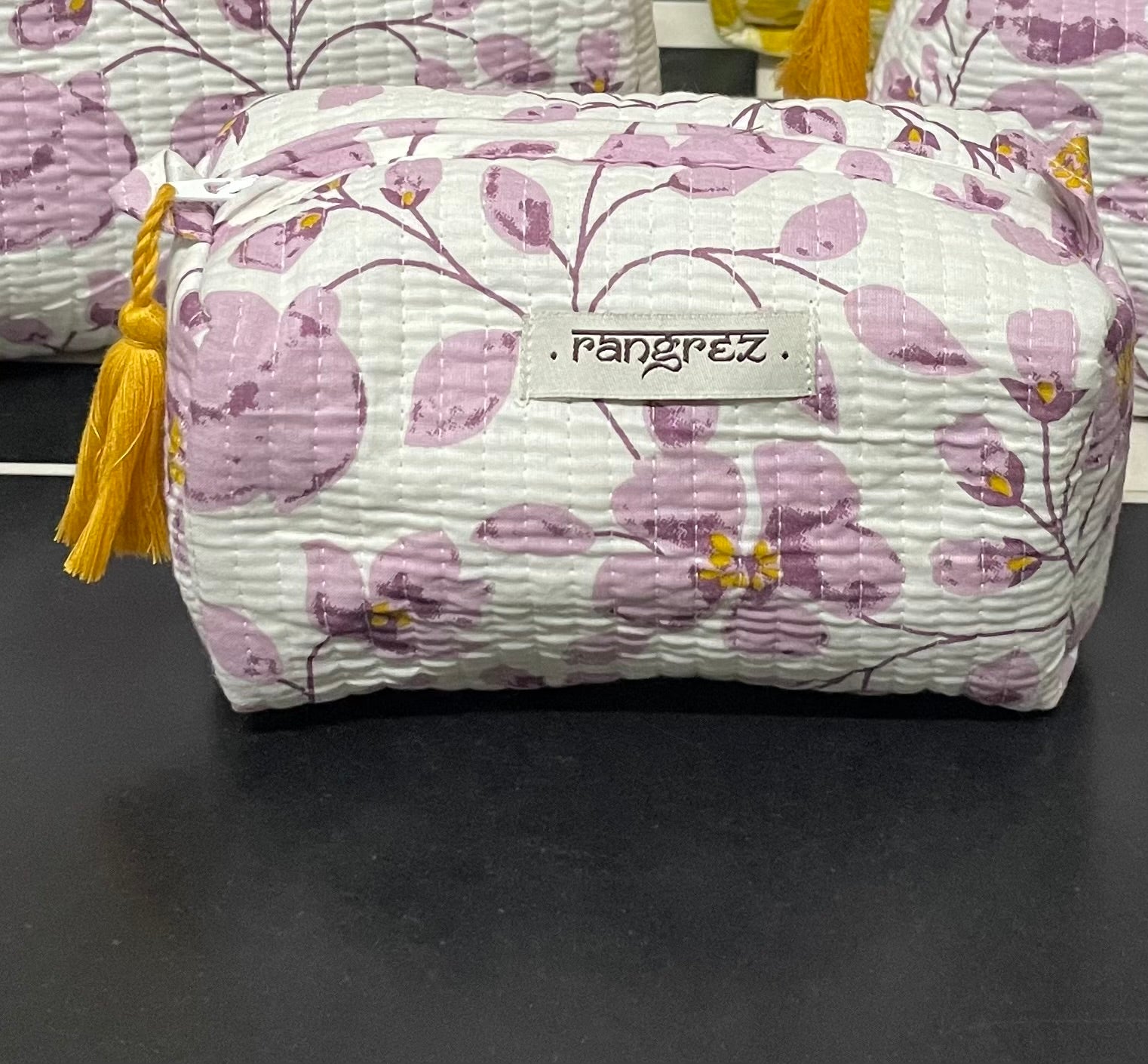 Waterproof floral handcrafted 3 piece travel quilted  kit cum organisers