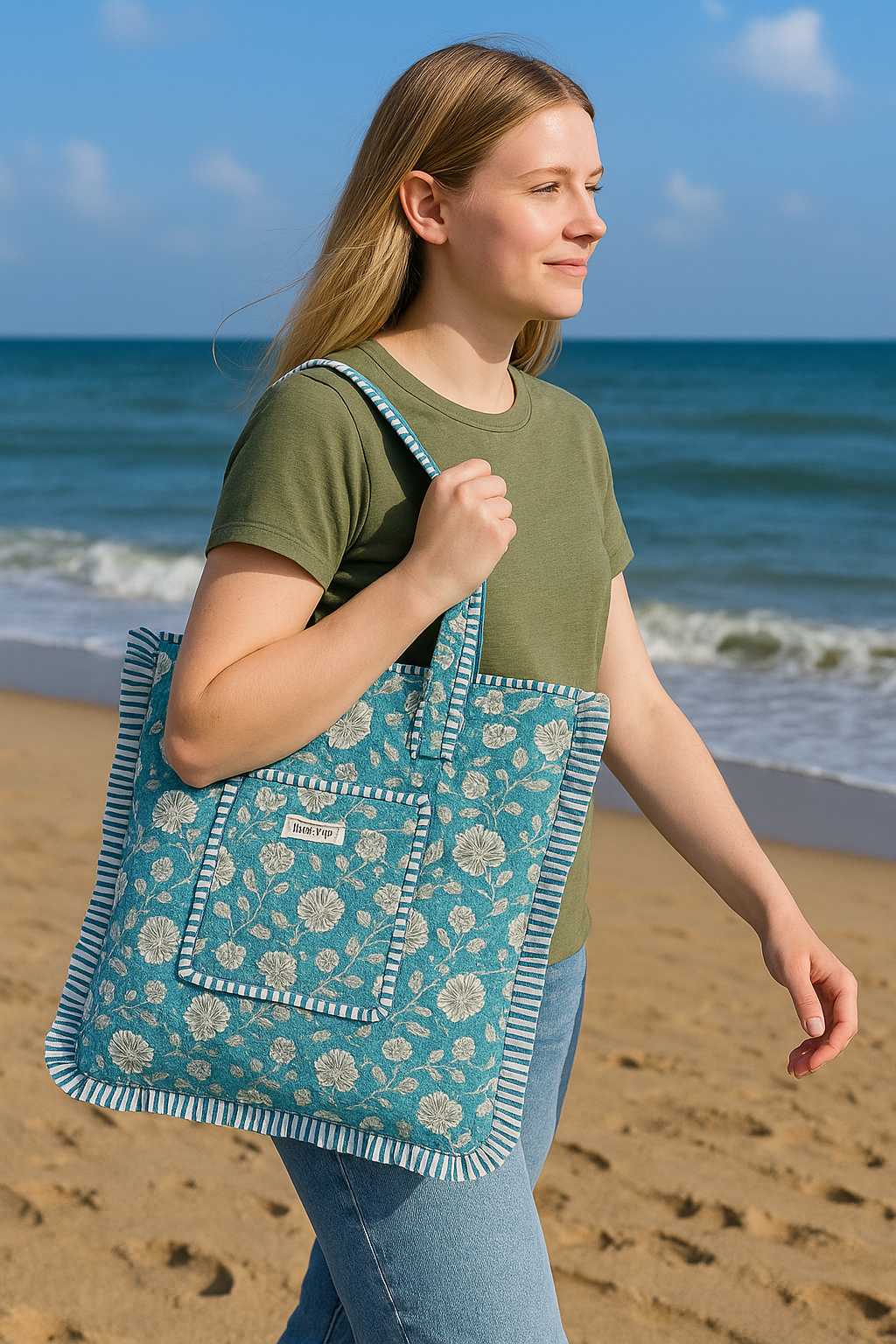 Frill Shoulder tote bag with zip