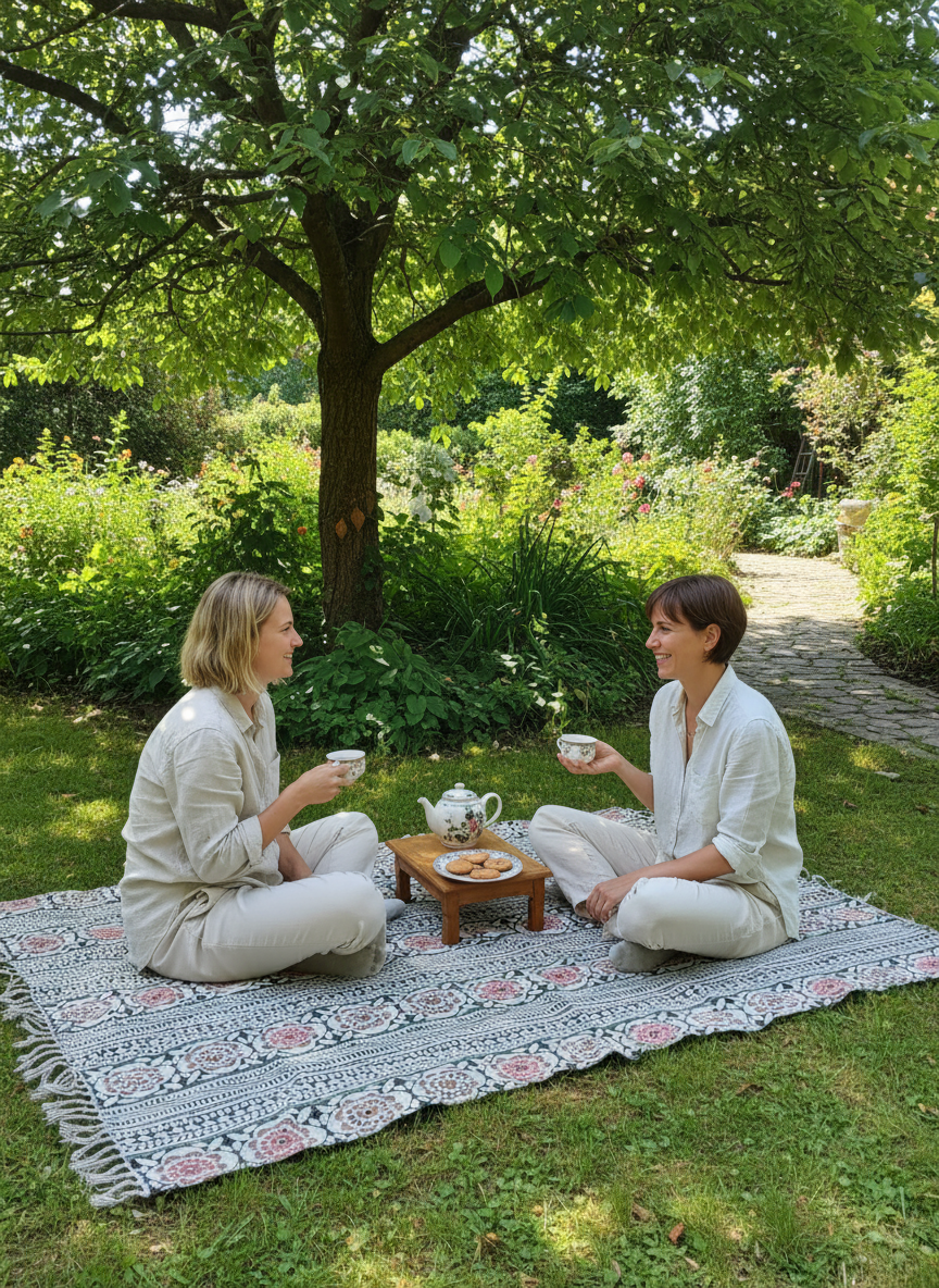 Hand block print Indian Dhurrie / Rug with hand embroidery(122*183cm /. 4*6 feet )