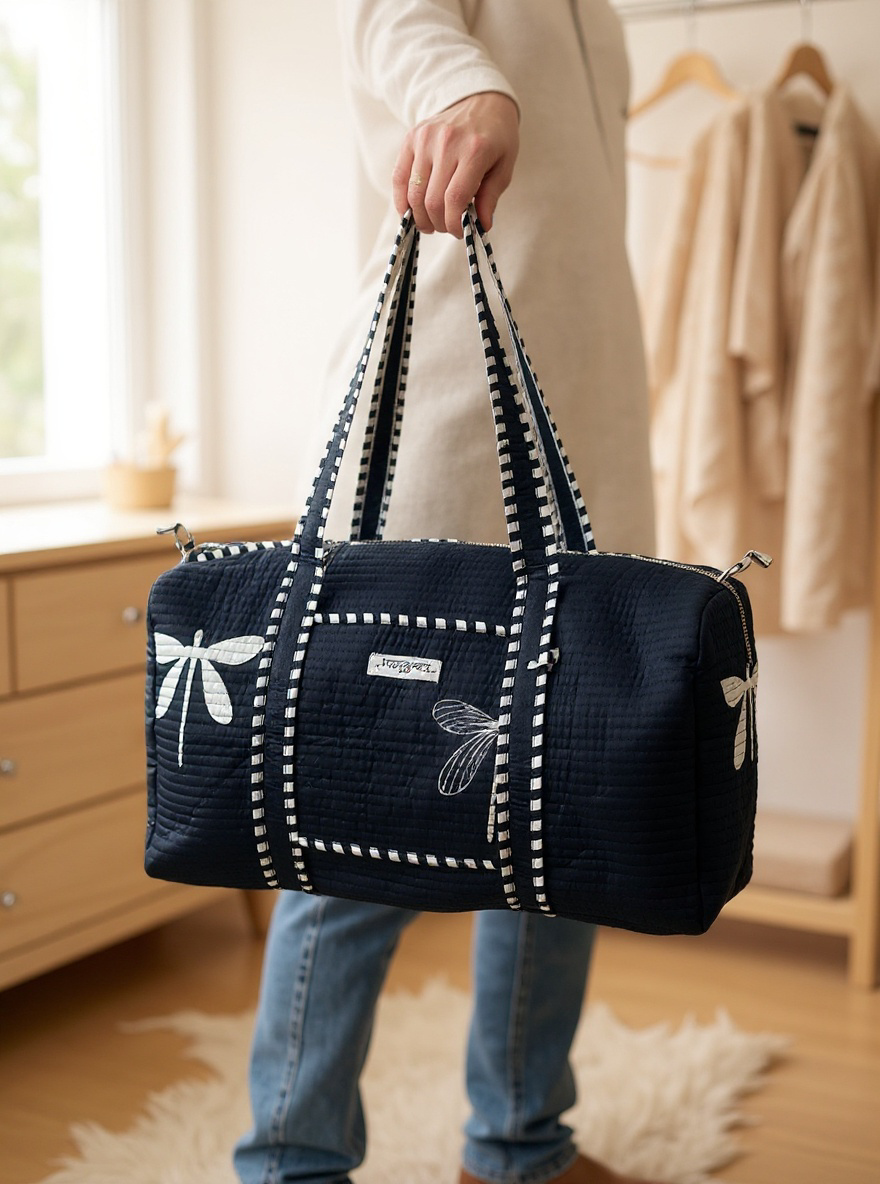 Black & white butterfly duffel / tote bag