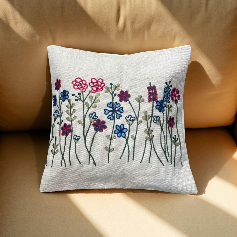 Beige embroidered beautiful throw cushion covers