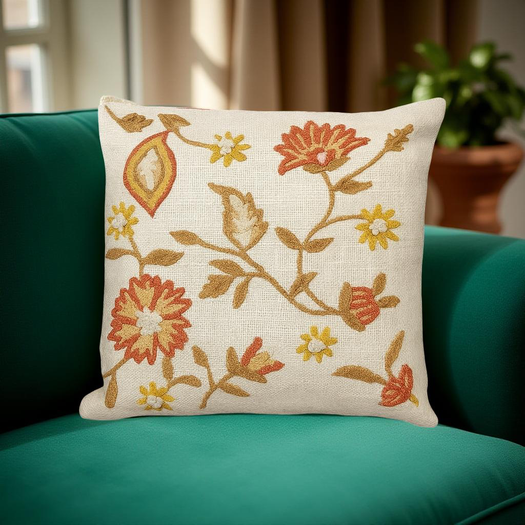 Floral vine knitted throw pillow / cushion covers