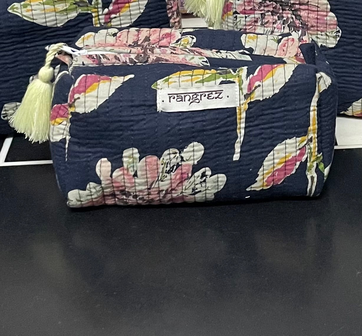 Floral handcrafted multipurpose 4 piece  quilted kit cum organisers