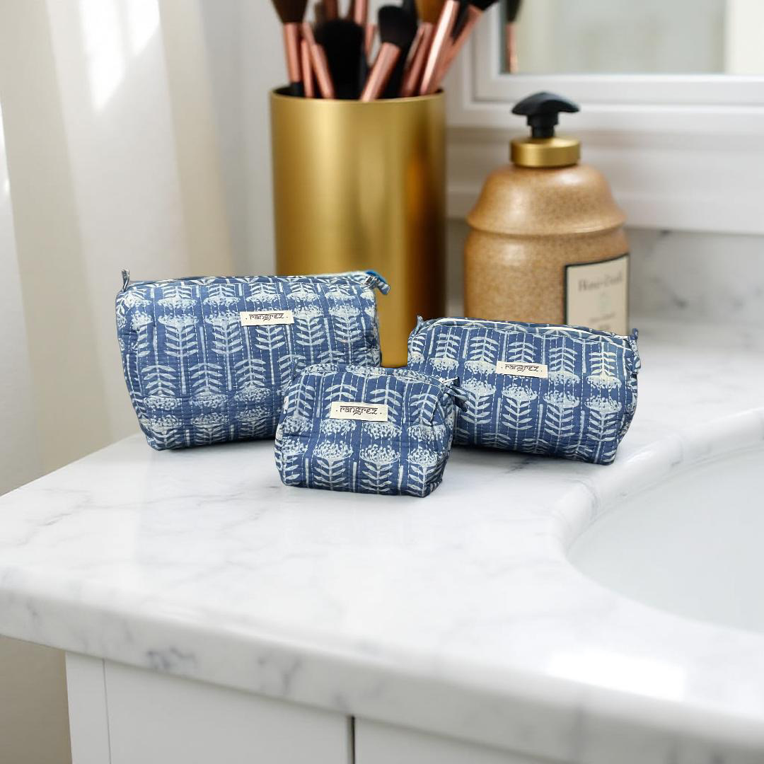 Waterproof floral handcrafted 3 piece travel kit cum organisers