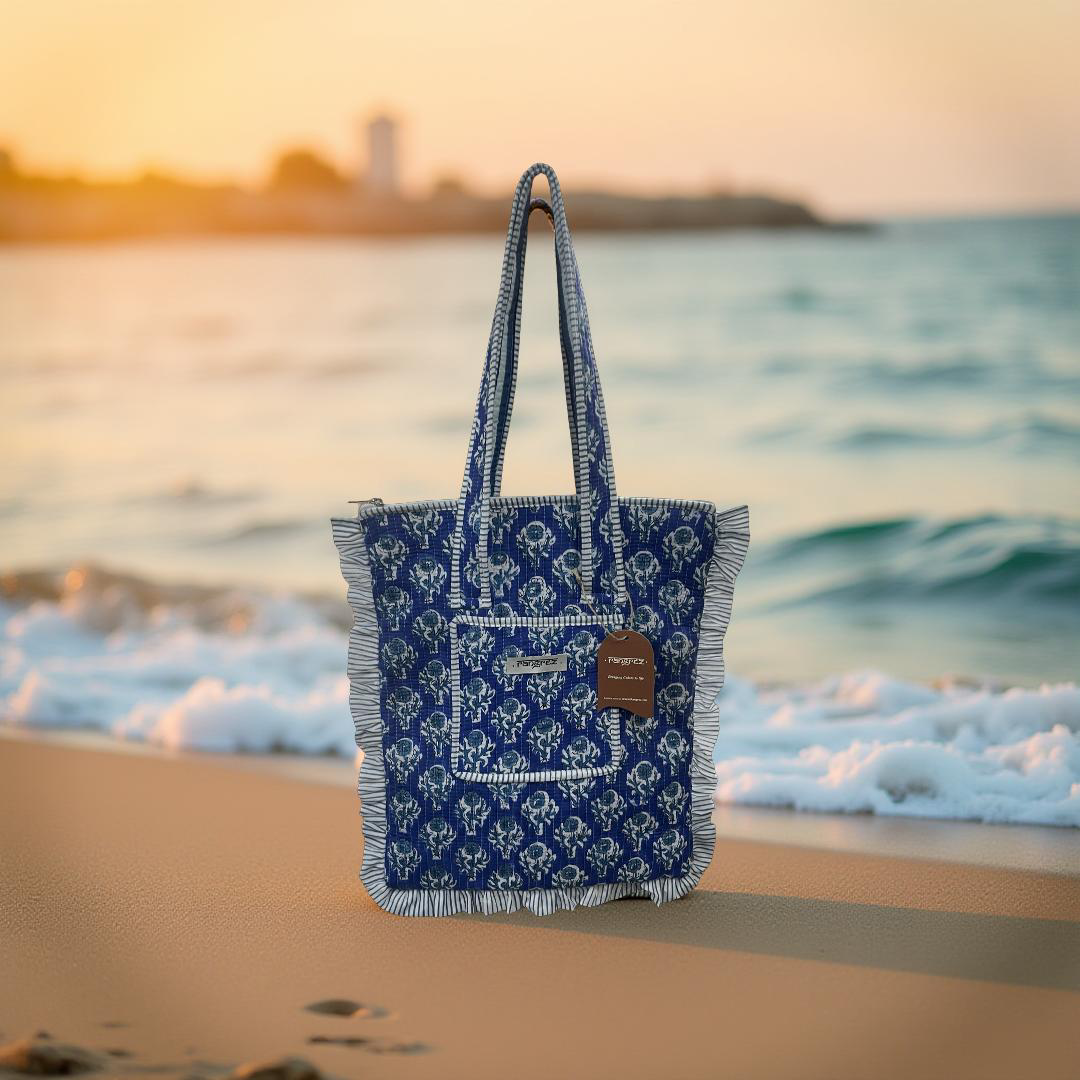 Frill shoulder tote bag with zip.