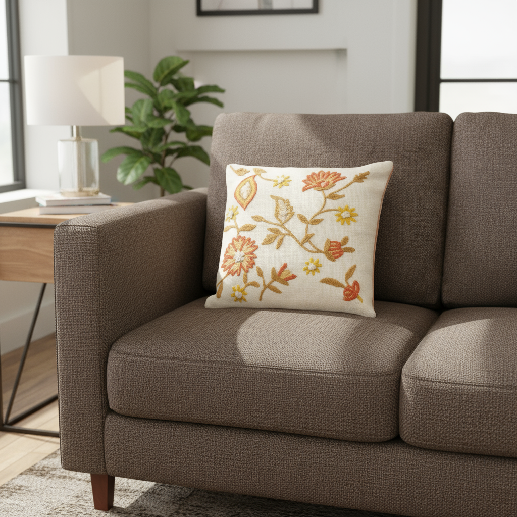 Floral vine knitted throw pillow / cushion covers