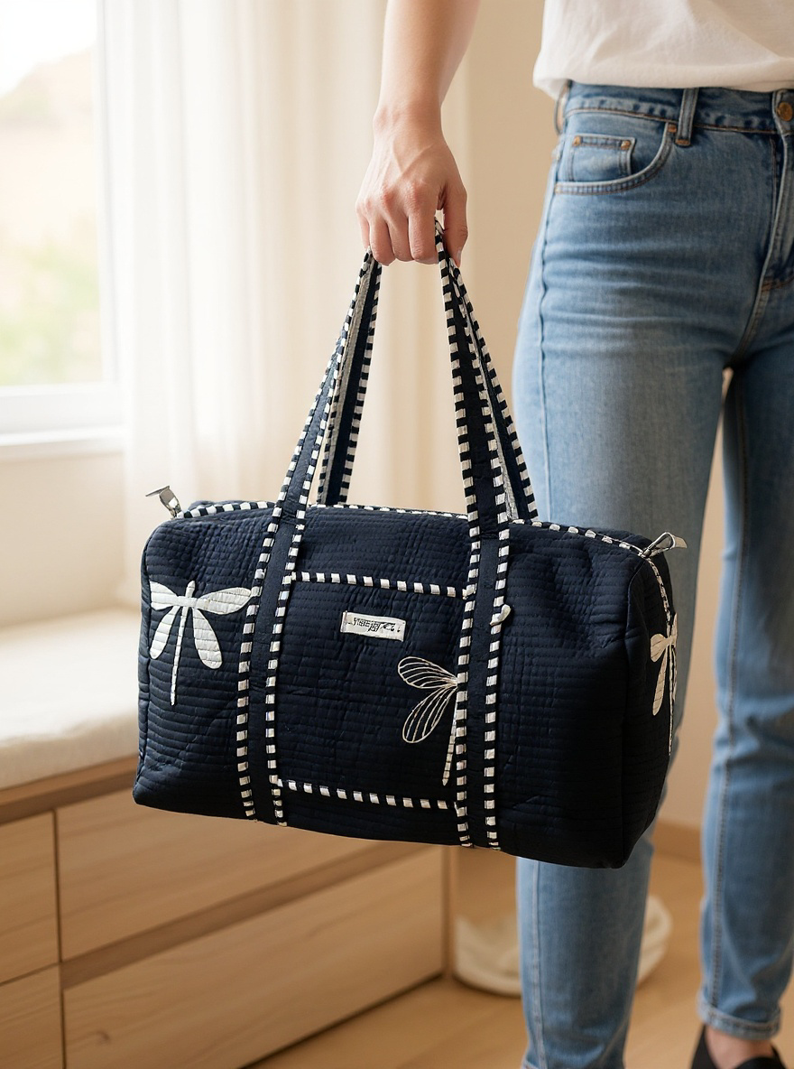 Black & white butterfly duffel / tote bag