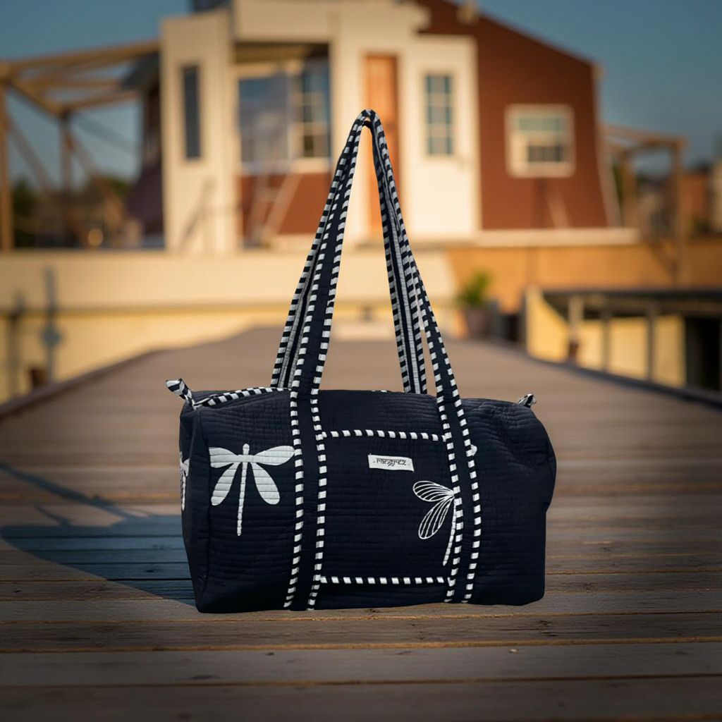 Black & white butterfly duffel / tote bag