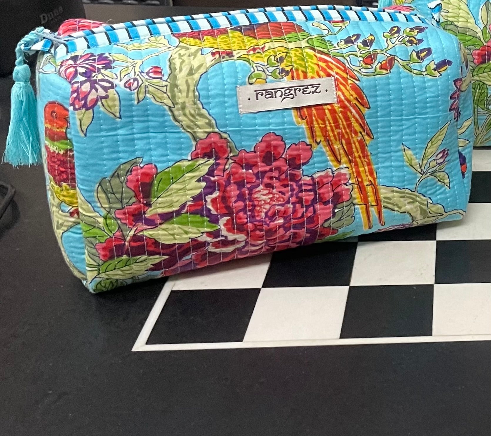 Waterproof Floral handcrafted 3 piece quilted pouch kit cum organisers